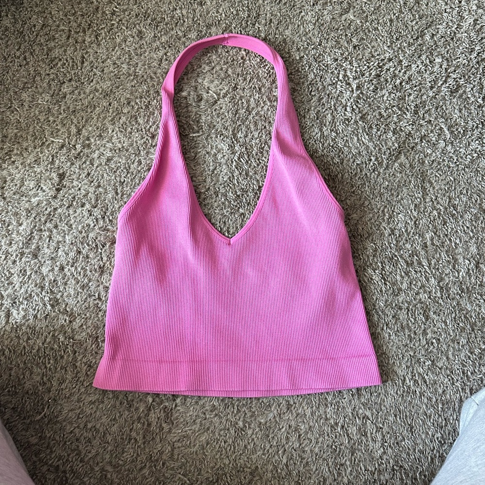 Pink Halter Crop Top